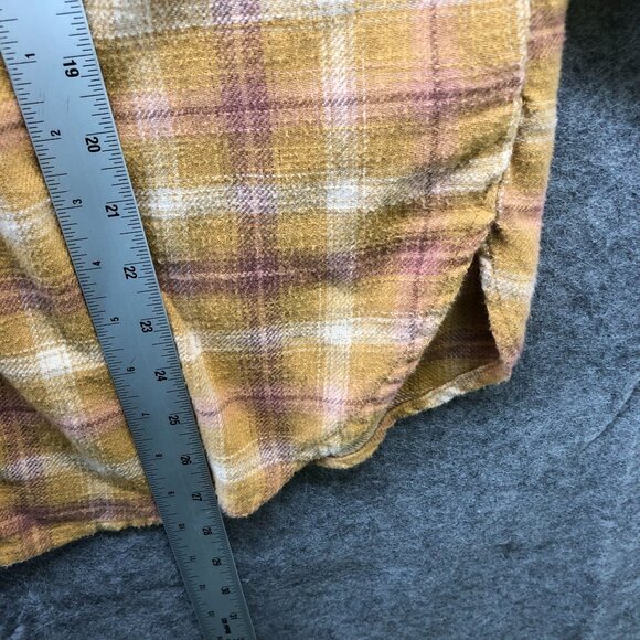 American Eagle Oversized Flannel Shirt Womens S Mustard Yellow Plaid Button Down - Picture 8 of 9
